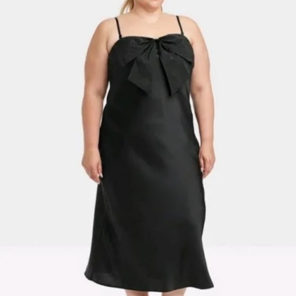 Ava & Viv Elegant Black Bow Midi Dress - NWT - 3X